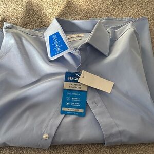 Haggar Light Blue Classic Fit Men's Dress Shirt